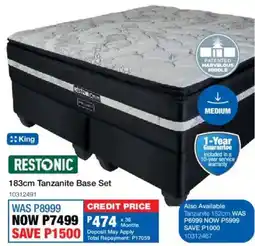 OK Furniture Restonic 183cm Tanzanite Base Set offer