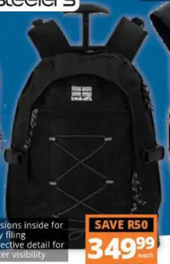 Checkers Steelers 3-Division Trolley Backpack offer