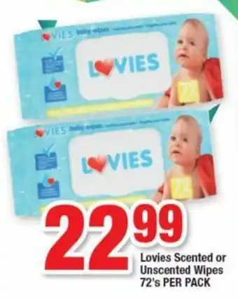 OK Foods Lovies Scente or Unscented Baby Wipes 72's offer