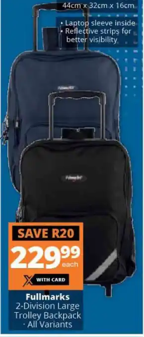 Checkers Fullmarks 2-Division Large Trolley Backpack offer