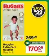 Huggies Extra Care Nappies Sizes 1-5-Per Pack