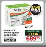 Dis-Chem Menacal.7 Bone Support Supplement 90 Tablets-For 2 offer