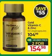 Dis-Chem Dis-Chem Gold Vitamin C & Zinc 60 Vegecapsules-For 2 offer