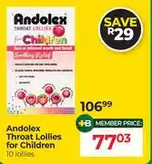 Dis-Chem Andolex Throat Lollies For Children 10 Lollies offer