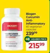 Dis-Chem Biogen Curcumin Anti Inflammatory 60 Vegetarian Capsules offer