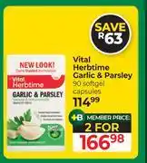 Dis-Chem Vital Herbtime Garlic & Parsley 90 Softgel Capsules-For 2 offer