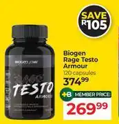 Dis-Chem Biogen Rage Testo Armour-120 Capsules offer