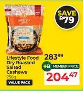 Dis-Chem Lifestyle Food Dry Roasted Salted Cashews-750g offer