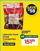 Dis-Chem Lifestyle Food Dried Cranberries-750g offer