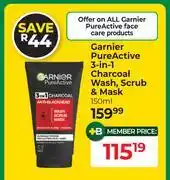 Dis-Chem Garnier Pure Active 3 In 1 Charcoal Wash, Scrub & Mask-150ml offer