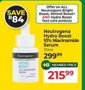 Dis-Chem Neutrogena Hydro Boost 10% Niacinamide Serum-30ml offer