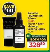 Dis-Chem Palladio Foundation Primer Plus 4Ever + Ever Makeup Setting Spray 100ml-For Both offer