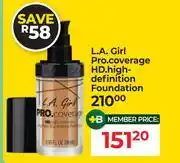 Dis-Chem L.A.Girl Pro Coverage HD High Definition Foundation offer
