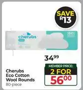 Dis-Chem Cherubs Eco Cotton Wool Rounds-For 2 x 80 Piece offer