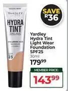 Dis-Chem Yardley Hydra Tint Light Wear Foundation SPF25-30ml offer