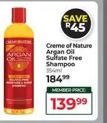 Dis-Chem Creme Of Nature Argan Oil Sulfate Free Shampoo-354ml offer