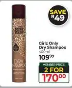 Dis-Chem Girlz Dry Shampoo-For 2 x 400ml offer