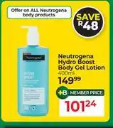 Dis-Chem Neutrogena Hydro Boost Body Gel Lotion-400ml offer