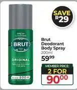 Dis-Chem Brut Deodorant Body Spray-For 2 x 200ml offer