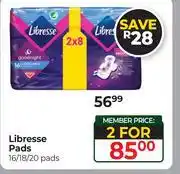 Dis-Chem Libresse Pads-For 2 x 16/18/20 Pads offer