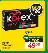 Dis-Chem Kotex Tampons-For 2 x 16's Pack offer