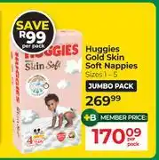 Dis-Chem Huggies Gold Skin Soft Nappies (Sizes 1-5)-Per Pack offer