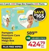 Dis-Chem Pampers Premium Care Nappies Mega Box (Size 3-5) Plus Free Wipes-Per Box offer
