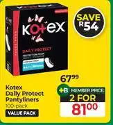 Dis-Chem Kotex Daily Protect Pantyliners-For 2 x 100's Pack offer