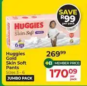 Dis-Chem Huggies Gold Skin Soft Pants (Sizes 3-6)-Per Pack offer