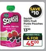 Dis-Chem Squish 100% Fruit Puree Pouches-For 4 x 110ml offer