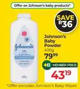 Dis-Chem Johnson's Baby Powder-400g offer