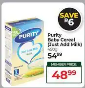 Dis-Chem Purity Baby Cereal (Just Add Milk)-450g offer