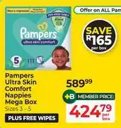 Dis-Chem Pampers Ultra Skin Comfort Nappies Mega Box (Size 3-5) Plus Free Wipes-Per Box offer