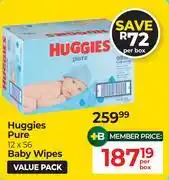Dis-Chem Huggies Pure Baby Wipes Value Pack (12 x 56)-Per Box offer