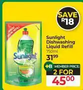 Dis-Chem Sunlight Dishwashing Liquid Refill-For 2 x 750ml offer