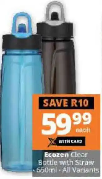 Checkers Ecozen CLear Bottle with Straw 650ml offer