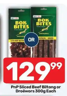 Pick n Pay PnP Sliced Beef Biltong or Droëwors 300g Each offer