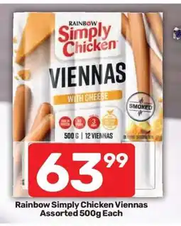 Pick n Pay Rainbow Simply Chicken Viennas Assorted 500g Each offer