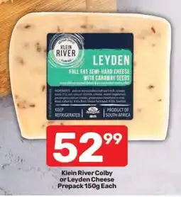 Pick n Pay Klein River Colby or Leyden Cheese Prepack 150g Each offer
