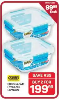 Pick n Pay Hypermarket ADDIS 800ml 4-Side Oven Lock Container offer
