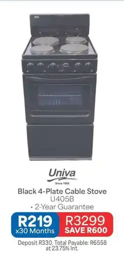 OK Furniture Univa Black 4-Plate Cable Stove offer