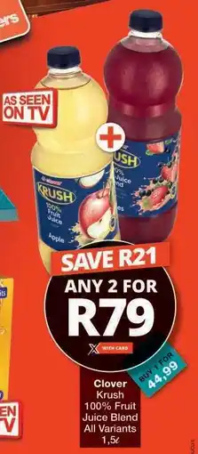 Checkers Clover Krush 100 Fruit Juice Blend offer