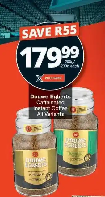 Checkers Douwe Egberts Caffeinated Instant Coffee offer