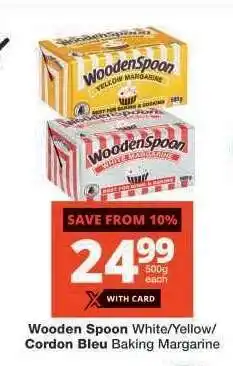 Checkers Wooden Spoon White/Yellow/Cordon Bleu Baking Margarine offer