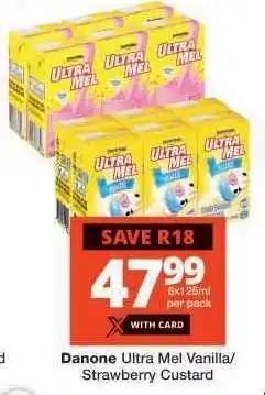 Checkers Danone Ultra Mel Vanilla/Strawberry Custard offer