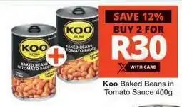 Checkers Koo Baked Beans in Tomato Sauce 400g offer