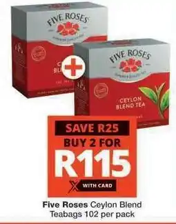 Checkers FIVE ROSES CEYLON BLEND TEABAGS offer