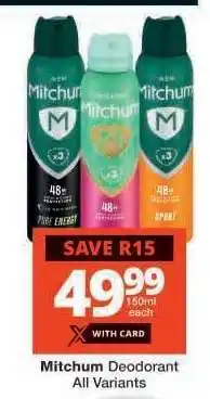 Checkers Mitchum Deodorant offer