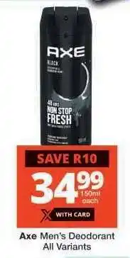 Checkers Axe Men's Deodorant All Variants offer