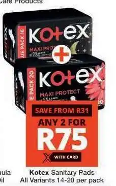 Checkers KOTEX SANITARY PADS offer